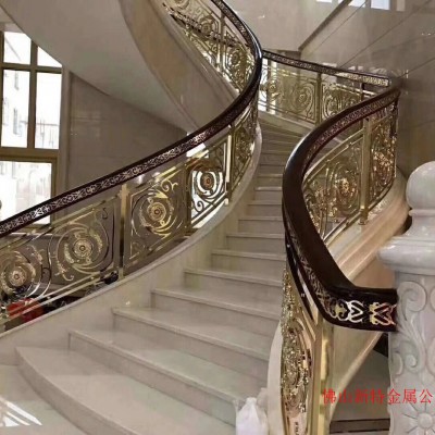 每一款铜雕刻楼梯护栏 加工定制护栏款式太酷了